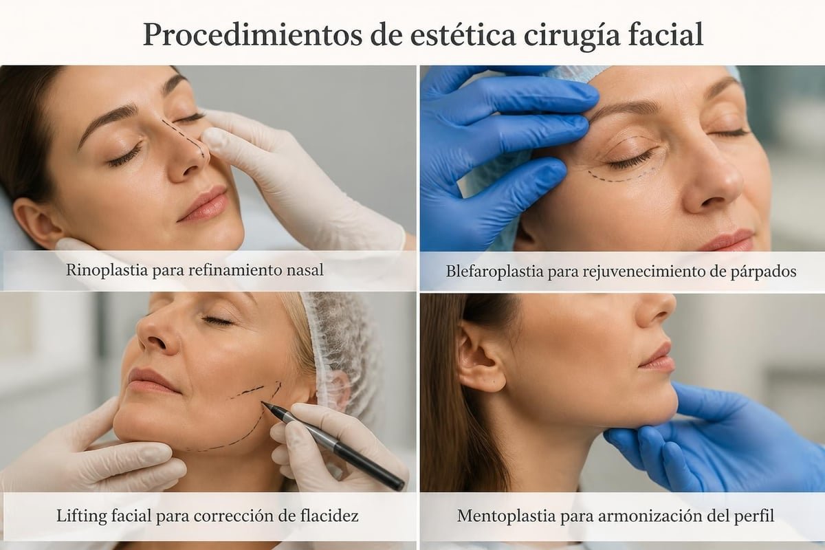 Procedimientos faciales en cirugía estética